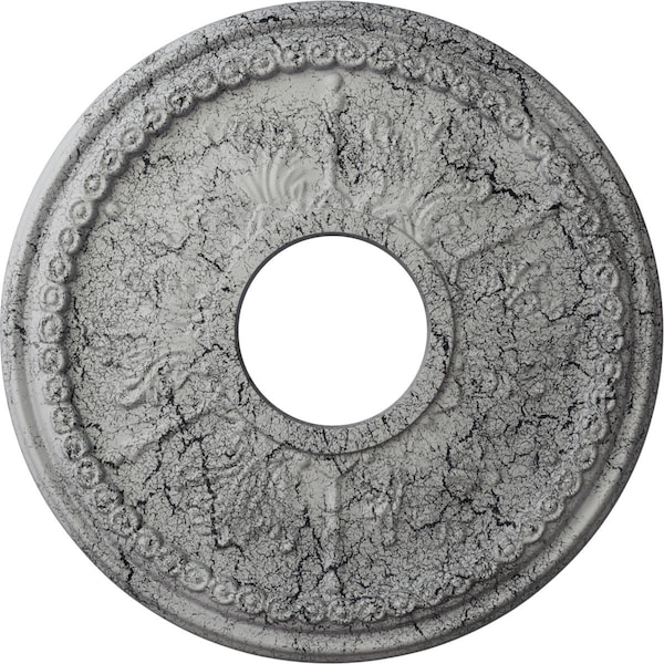 Ekena Millwork Tirana Medallion (Canopies up to 4 3/4"), 13 7/8"OD x 3 3/4"ID x 1 1/4"P, Ultra Pure White Crackle CM13TIUWC - main